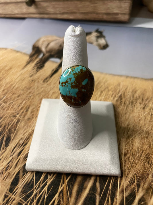 Handcrafted Turquoise And Sterling Silver Ring Sz 6