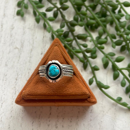 “The Bordered” Handcrafted Turquoise Sterling Silver Ring