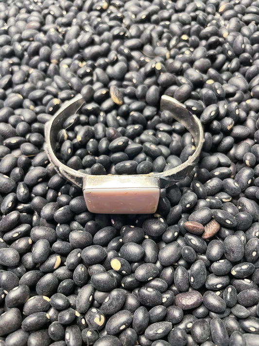 Handcrafted Pink Conch & Tufa Cast Cuff Bracelet Signed