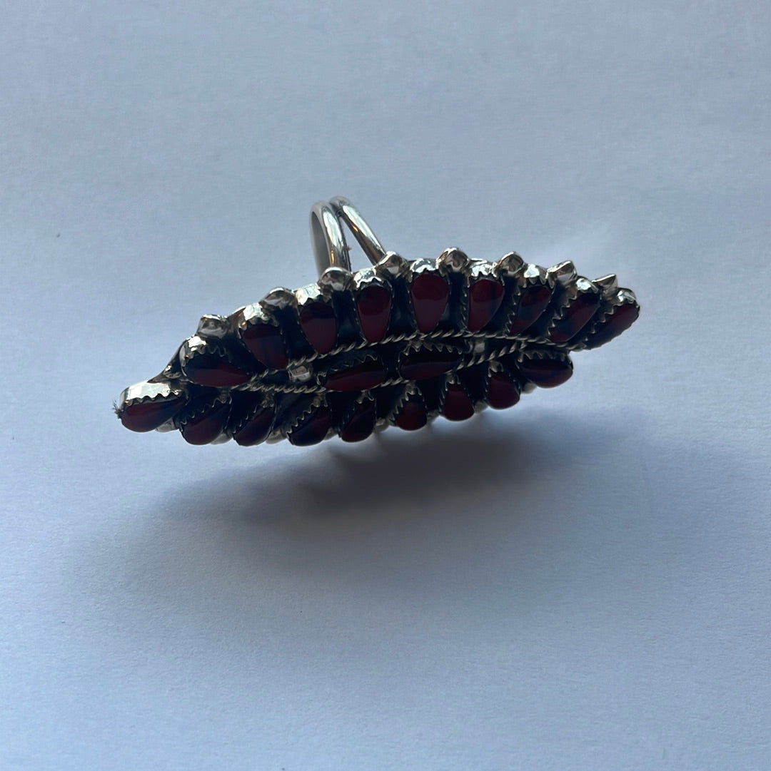 Handcrafted Sterling Silver & Red Mojave Cluster Ring