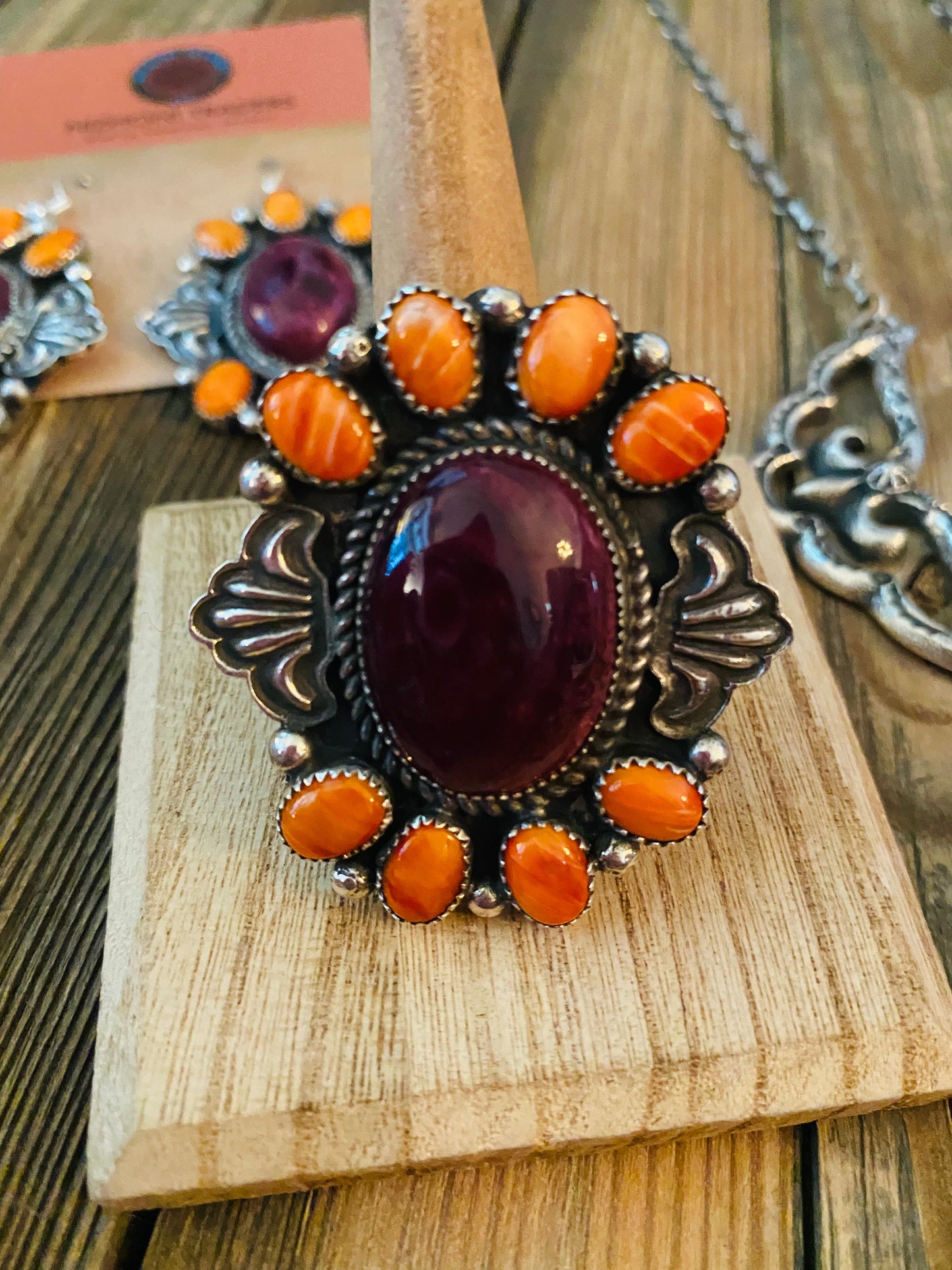 Handcrafted Multicolor Spiny And Sterling Silver 4 Piece Set by Kevin Billah