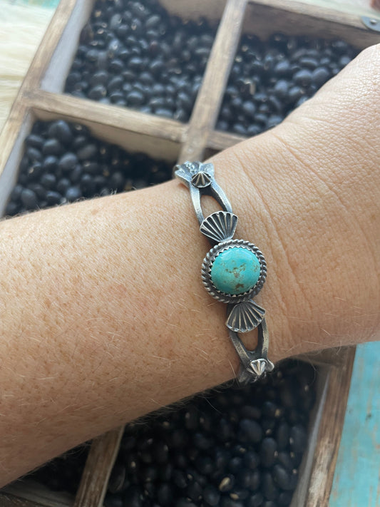 Handcrafted Sterling Cuff & Turquoise Cuff Bracelet Signed Kevin Billah