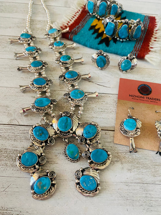 Handcrafted Kingman Turquoise And Sterling Silver 6 Piece Set