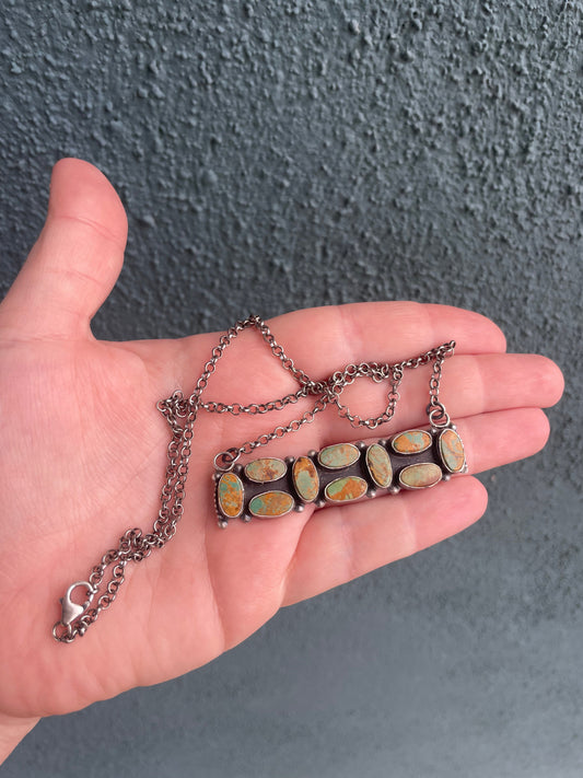 Handcrafted Bar Necklace Sterling Silver & Turquoise By Jacqueline Silver