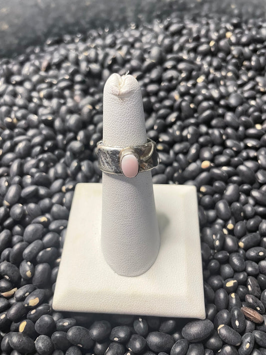 Handcrafted Pink Conch Tufa Cast Ring Signed Size 5