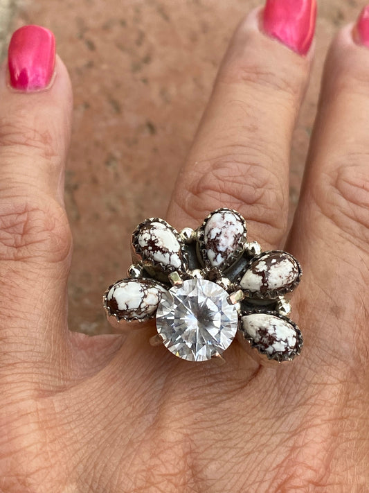 Wild Horse & Sterling Silver Diamond Wrap Ring
