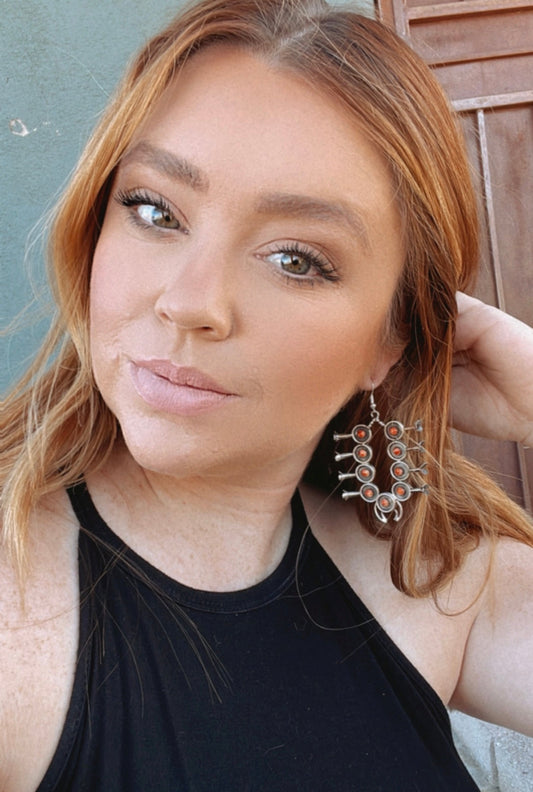Handcrafted Orange Spiny and Sterling Silver Blossom Dangle Earrings