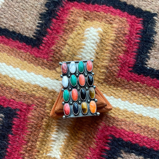 Handcrafted Sterling Silver Multi Stone Cluster Ring Size 8 Signed Jacqueline Silver
