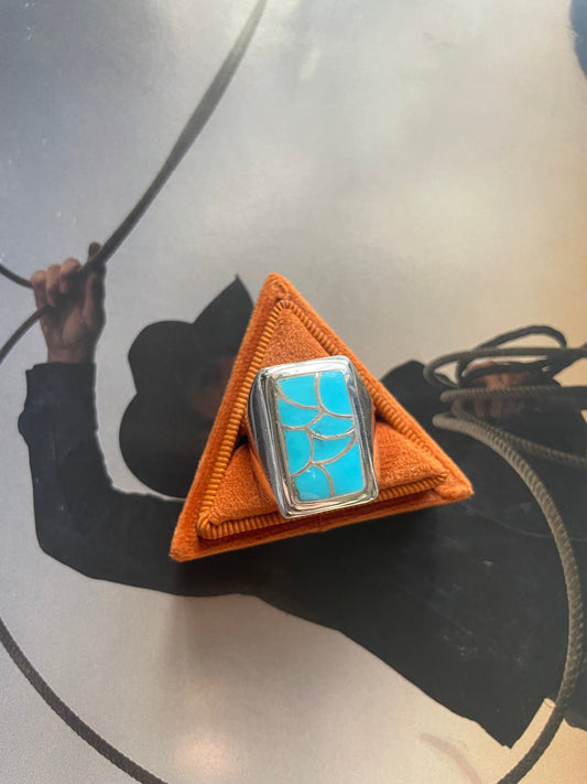 Handcrafted Sterling Silver & Turquoise Inlay Ring