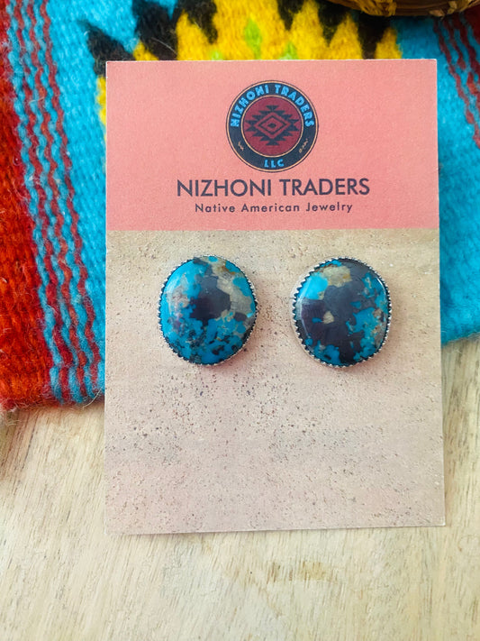 Handcrafted Turquoise & Sterling Silver Stud Earrings
