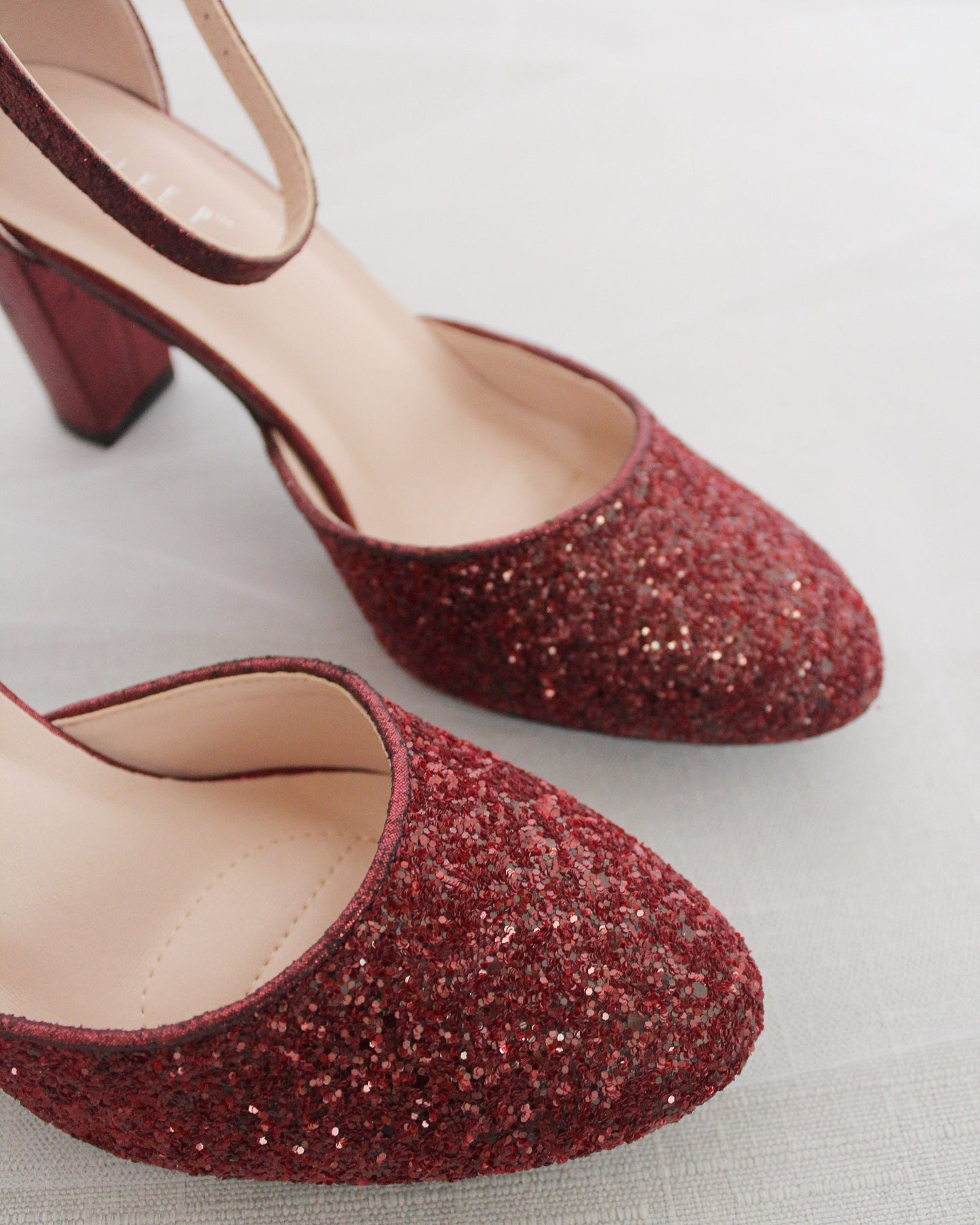 Rock Glitter Block Heel with Back Satin Bow