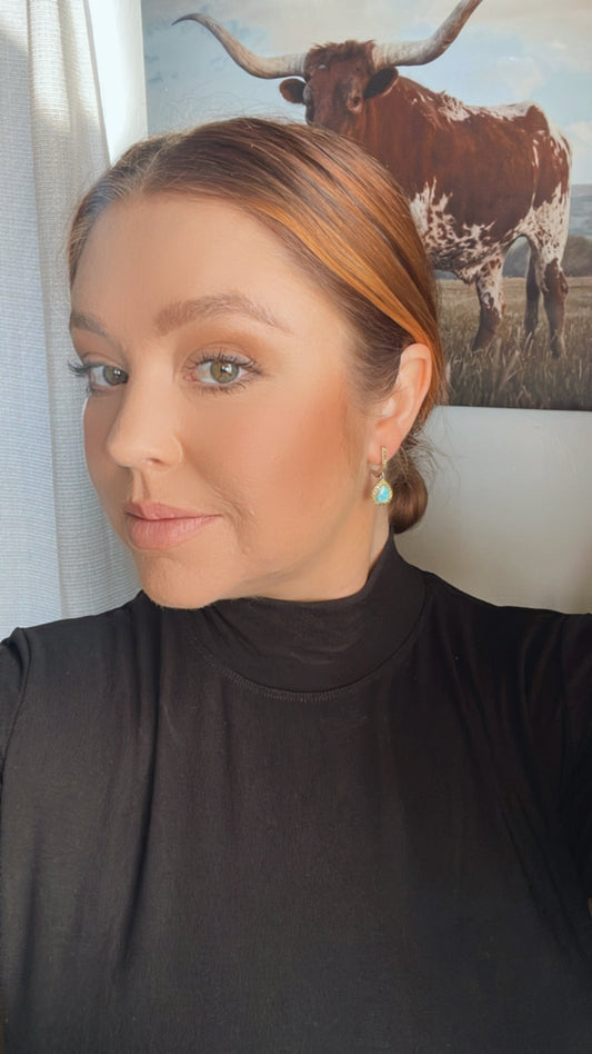 Handcrafted Turquoise Inlay, Peridot & Sterling Silver Dangle Earrings
