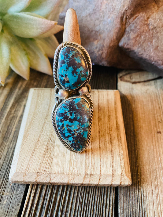 Handcrafted Kingman Turquoise & Sterling Silver Ring Size 6.5