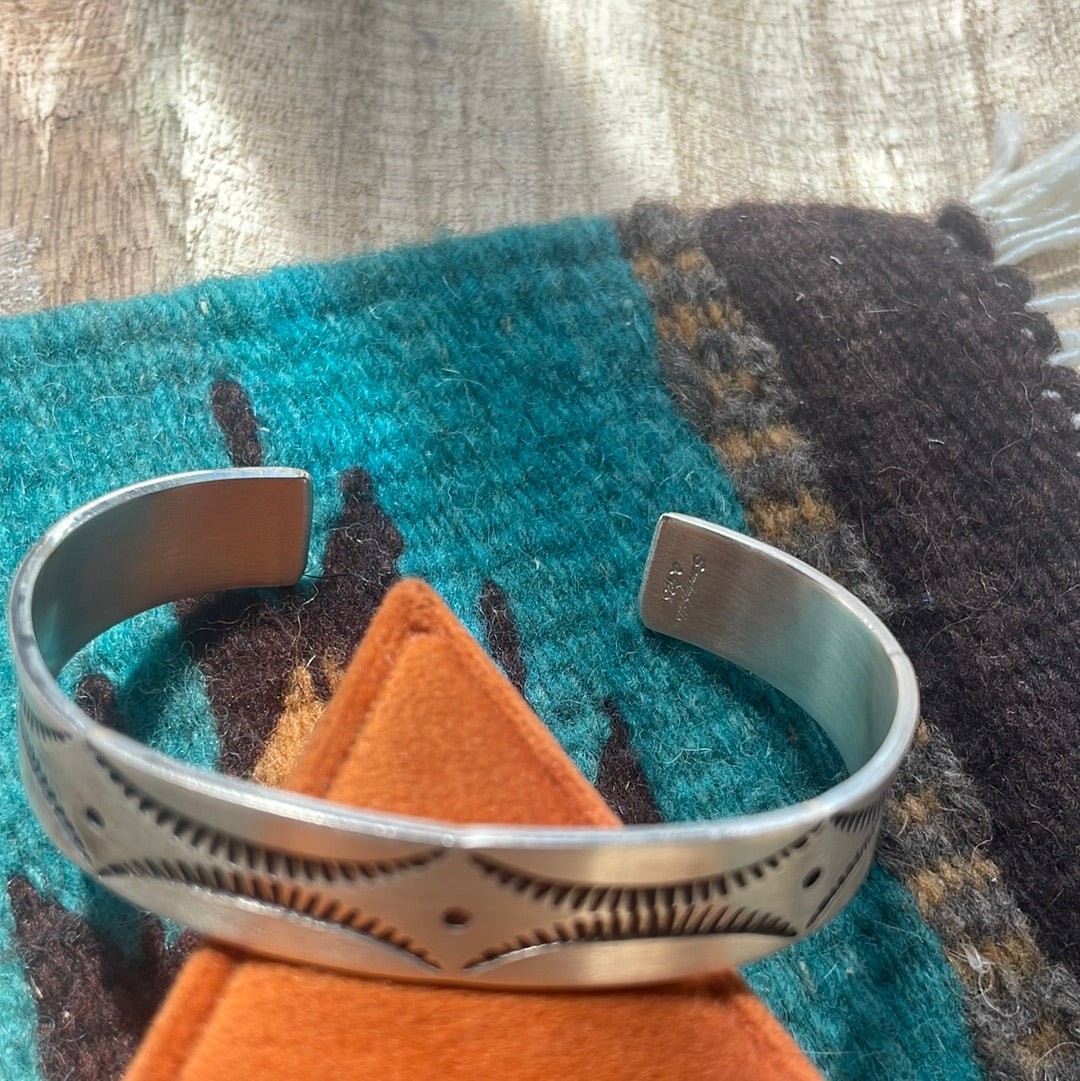 Handcrafted Sterling Silver Bracelet Cuff Handstamped