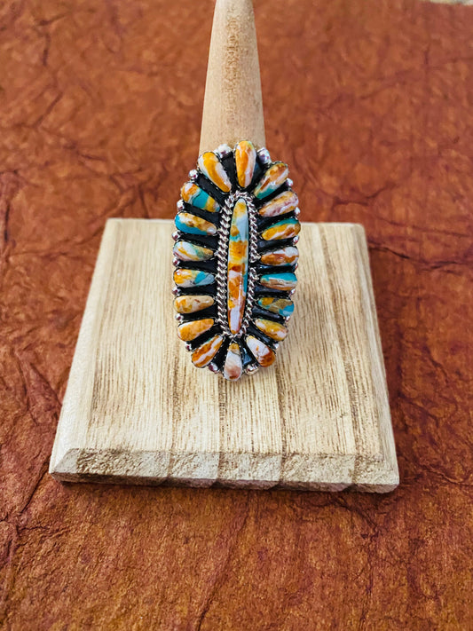 Handcrafted Sterling Silver & Natural Spice Mojave Cluster Ring