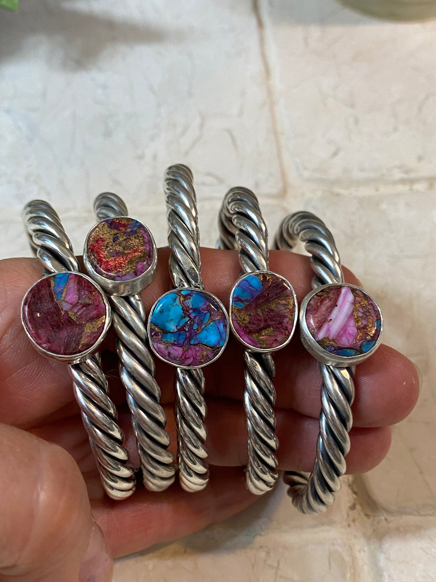 Handcrafted Pink Dream Mohave & Sterling Silver Cuff Bracelet