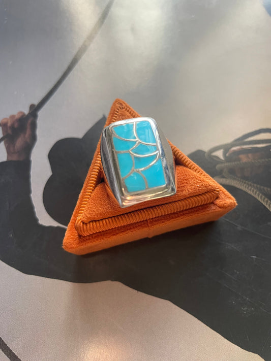 Handcrafted Sterling Silver & Turquoise Inlay Ring