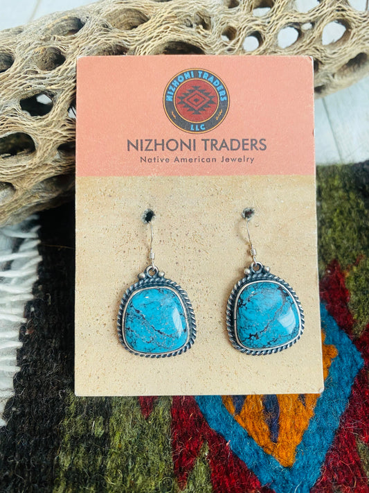Navajo Turquoise & Sterling Silver Dangle Earrings