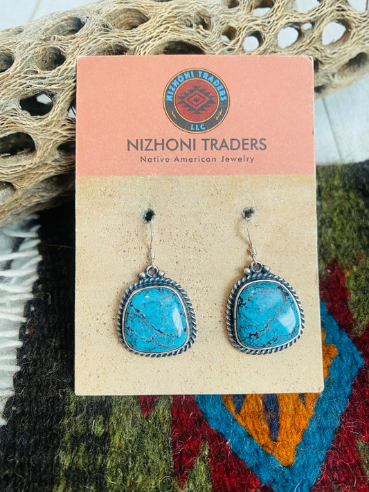 Handcrafted Turquoise & Sterling Silver Dangle Earrings