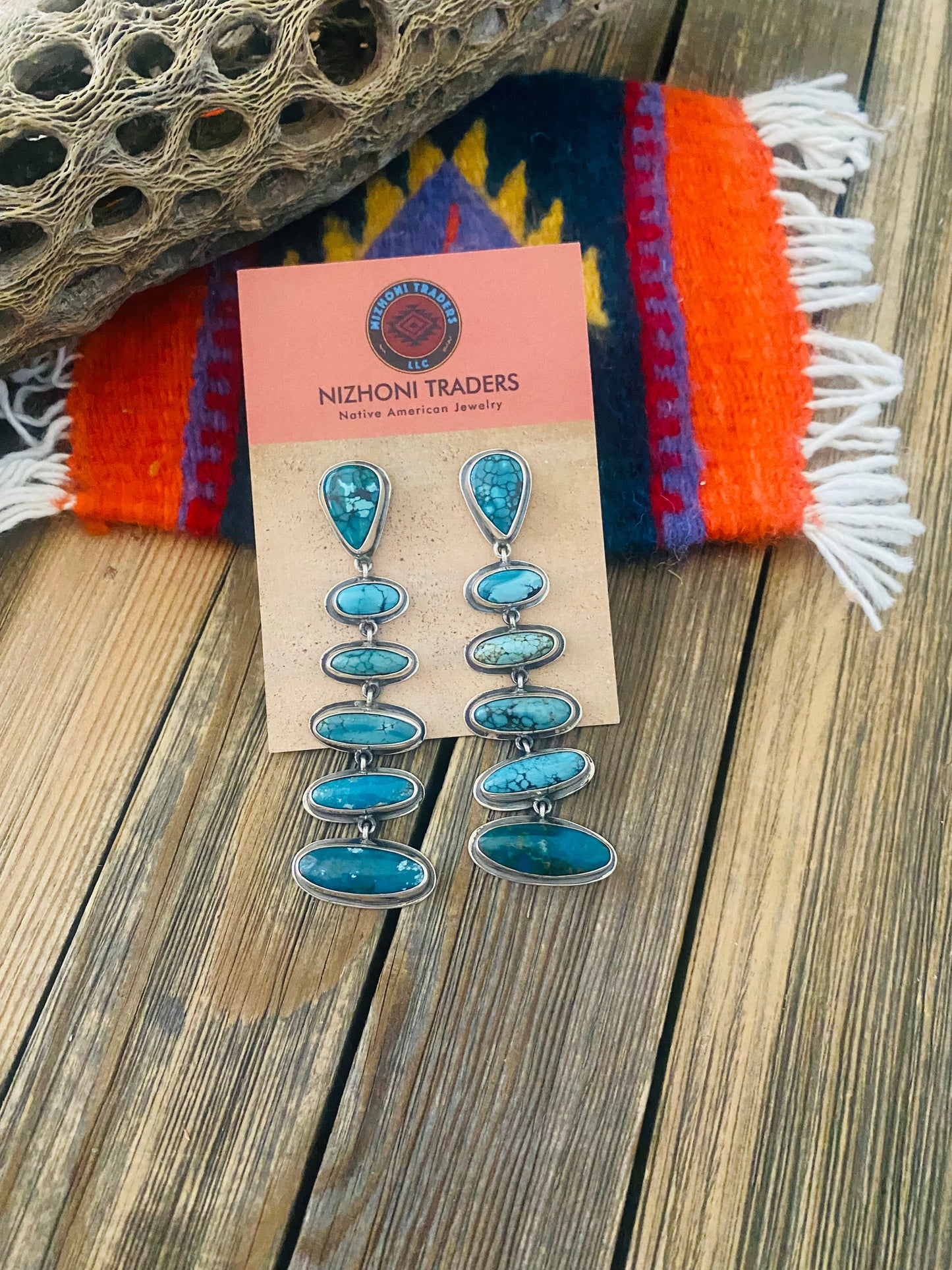 Federico Jimenez Turquoise & Sterling Silver Dangle Earrings