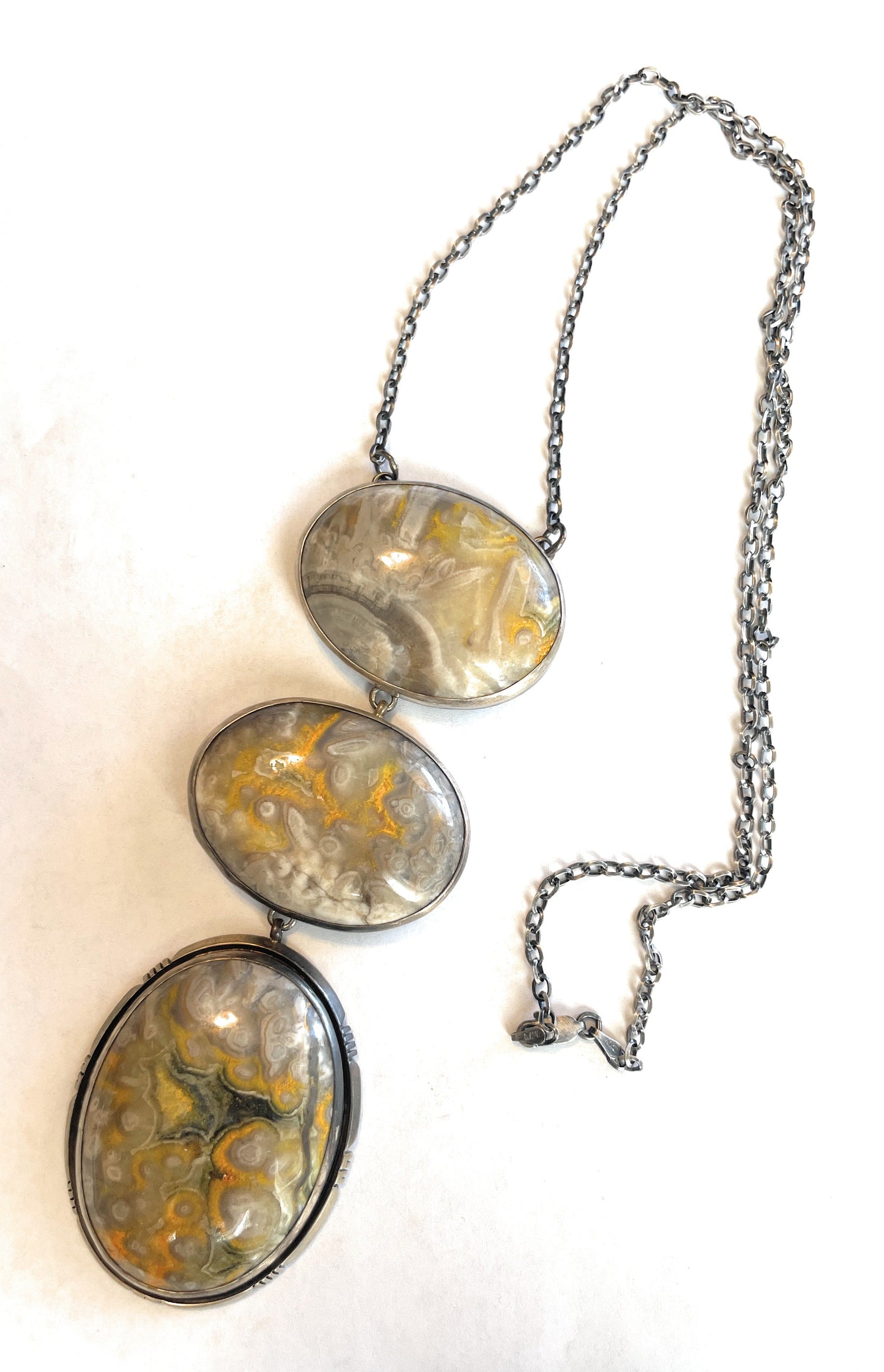 Handcrafted Bumblebee & Sterling Silver Lariat Necklace