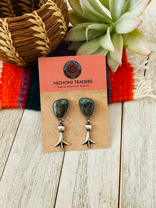 Handcrafted Sterling Silver & Turquoise Dangle Earrings by Martha Cayatineto
