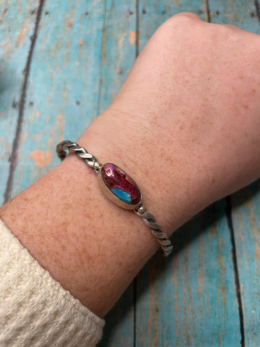 Handcrafted Purple Mohave & Sterling Silver Cuff Bracelet