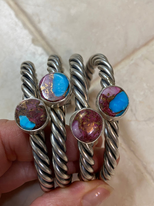 Handcrafted Pink Dream Mojave Sterling Silver Custom Cuff