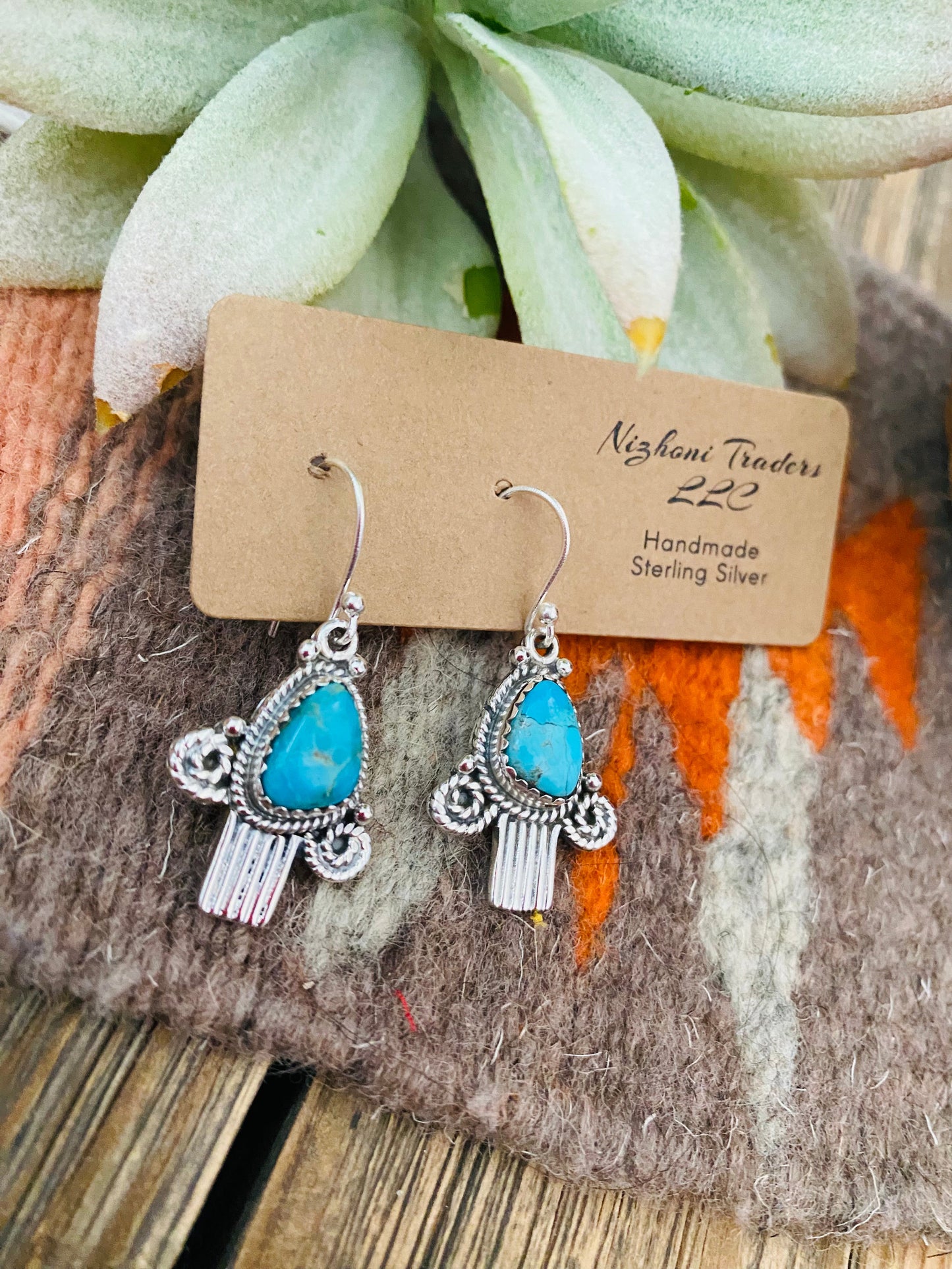 Handmade Turquoise & Sterling Silver Dangle Earrings