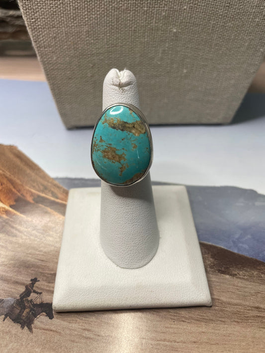 Handcrafted Sterling Silver & Turquoise Ring Size 5.5