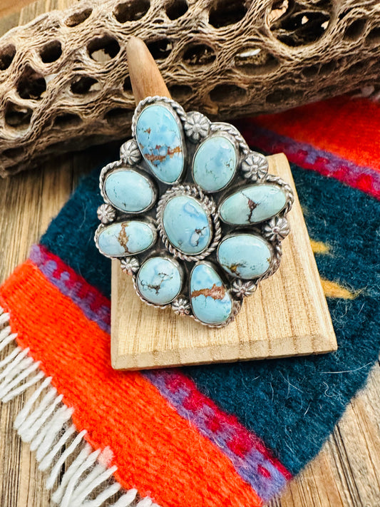 Handcrafted Sterling Silver & Golden Hills Turquoise Adjustable Ring