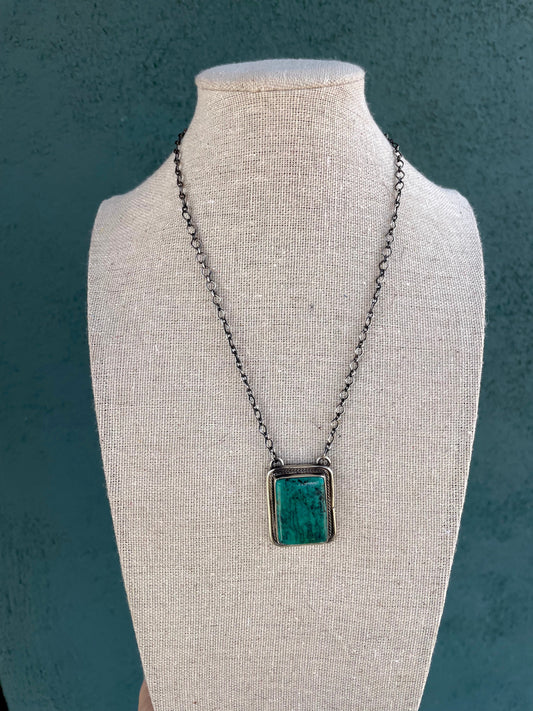 Handcrafted Sterling Silver & Tibetan Turquoise Necklace