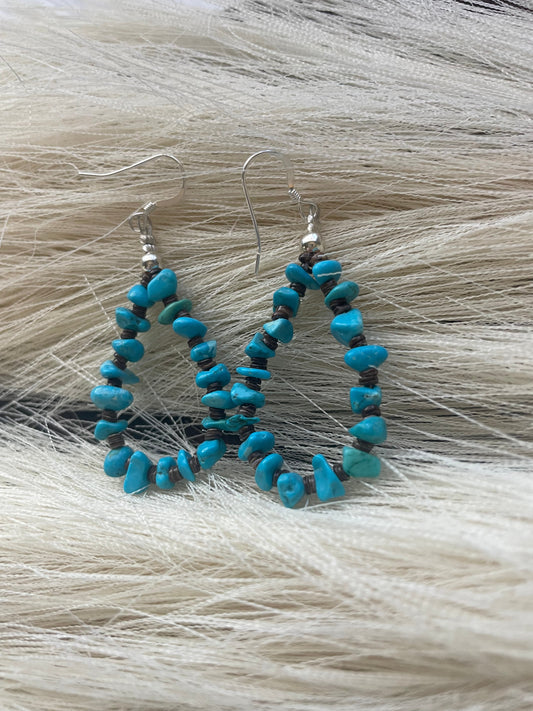 Handcrafted Sterling Silver Turquoise Chips Earrings- Small