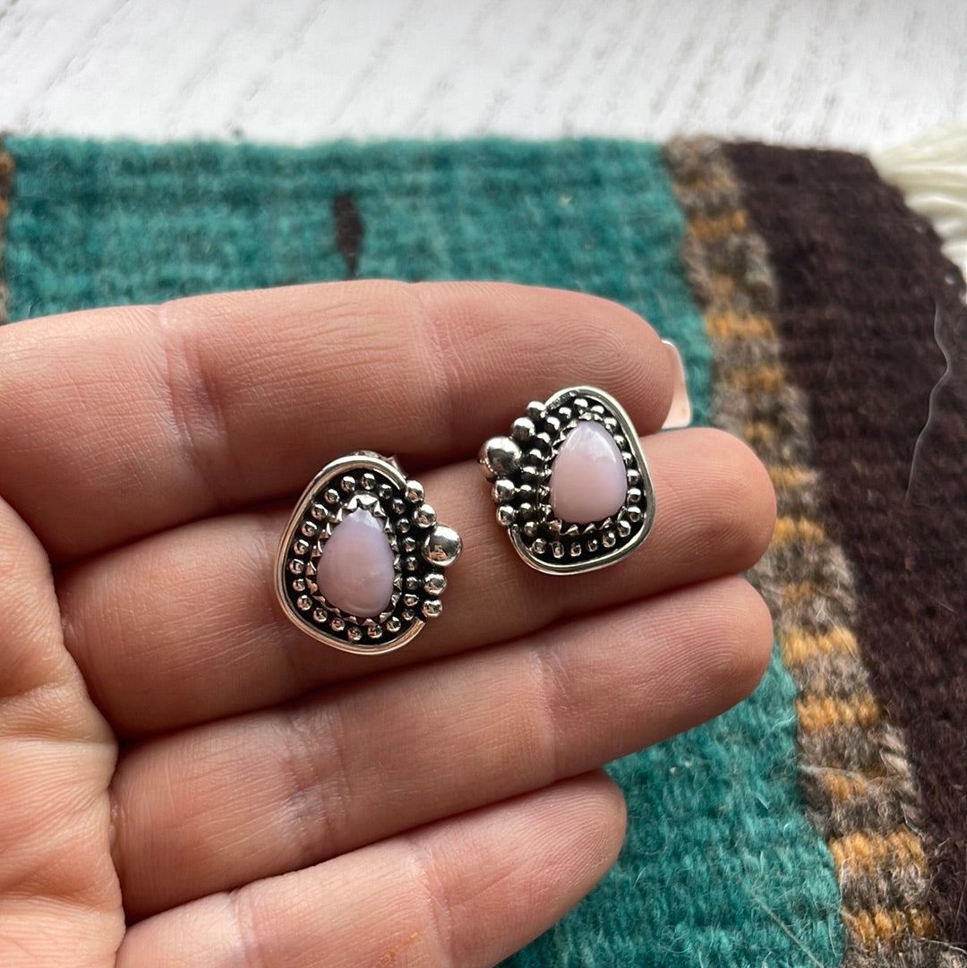 Handmade Sterling Silver and Gibbsite Stud Earrings - Delicate Moon –  GlobeIn