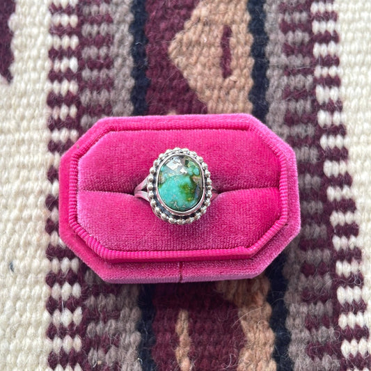 “The Taylor” Handcrafted Turquoise Sterling Silver Ring Size 9.5