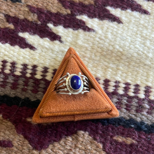 Handcrafted Sterling Silver Single Stone Lapis Ring