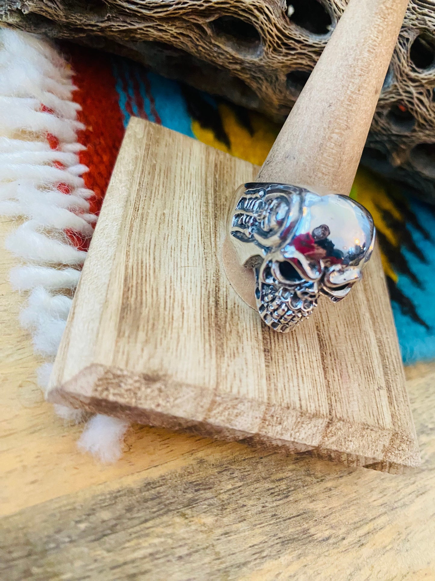 Handmade Sterling Silver Skull Ring Size 11.25