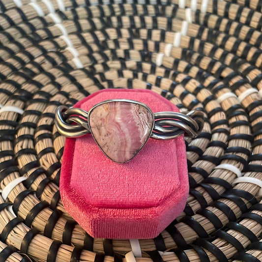Handcrafted Sterling Silver And Rhodochrosite Cuff Bracelet