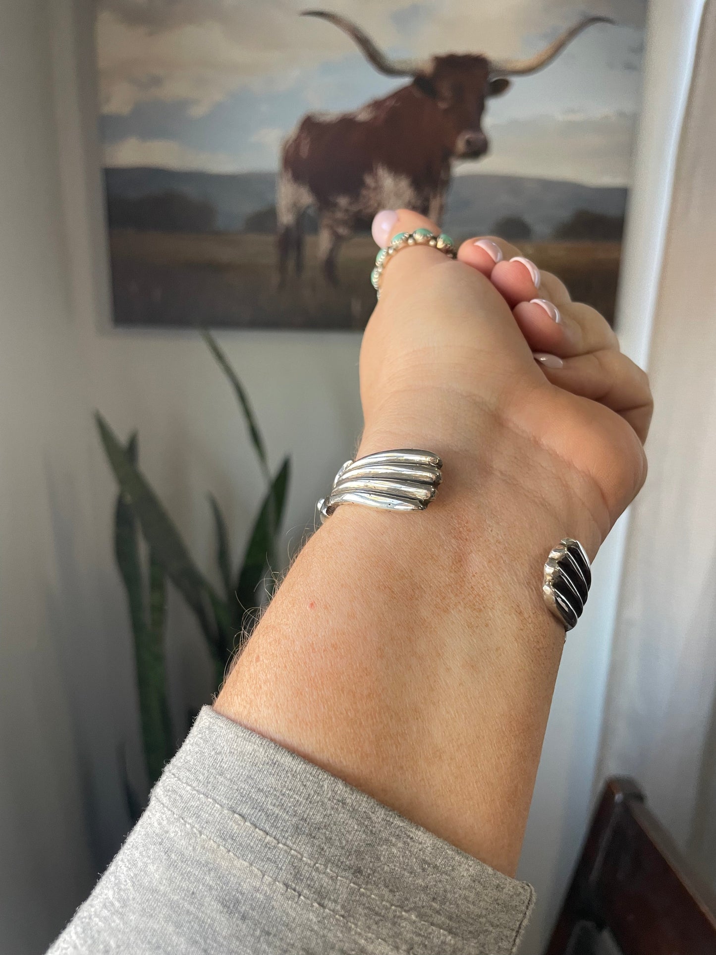 Navajo Sterling Silver Flower Bracelet Cuff