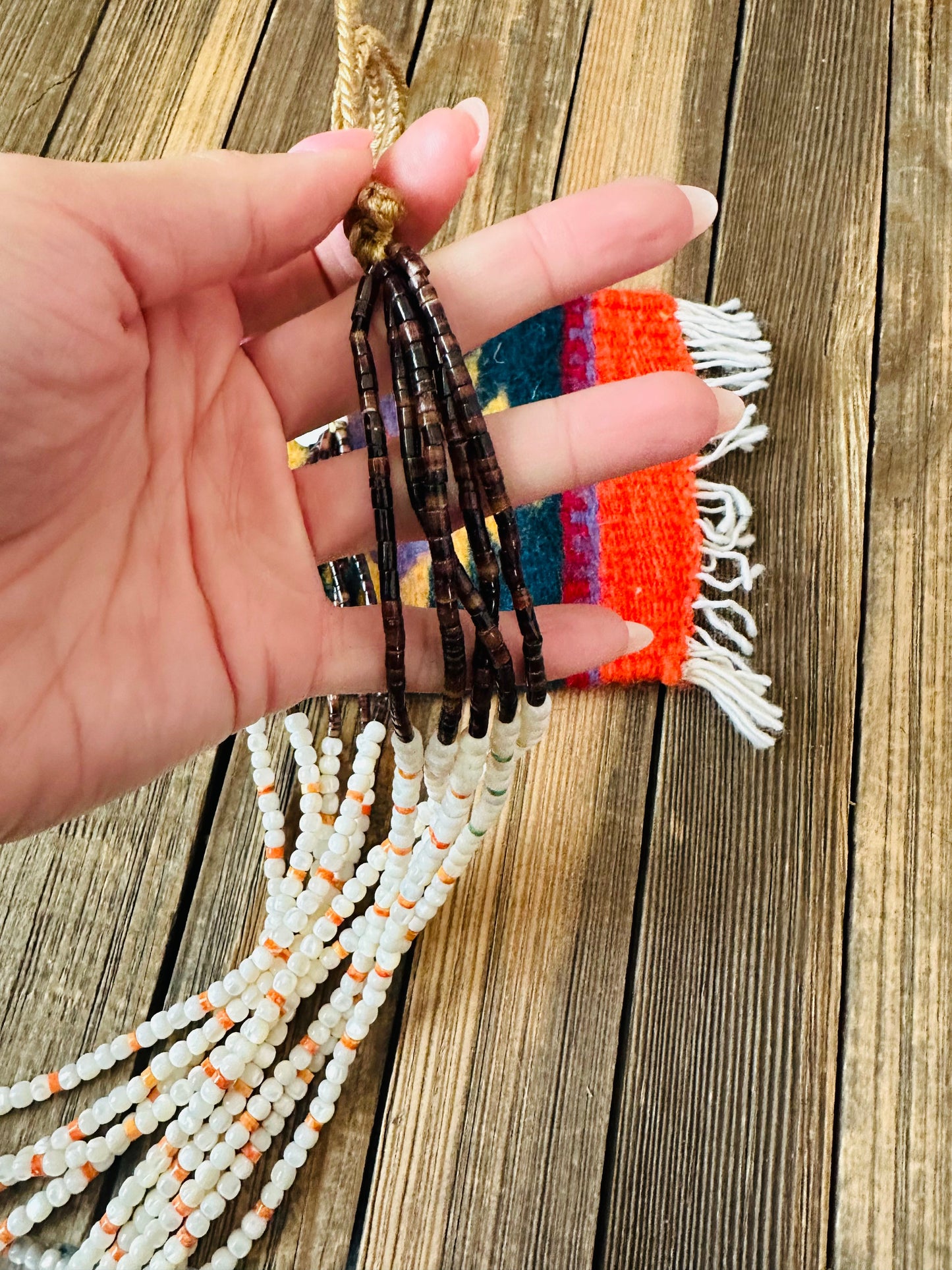 Handcrafted Mother of Pearl, Spiny & Heishi Beaded Necklace