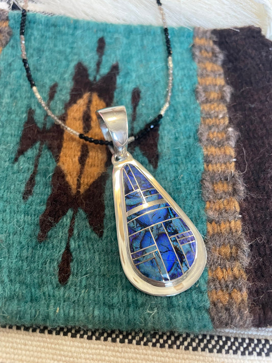Handcrafted Sterling Silver & Blue Opal Inlay Pendant