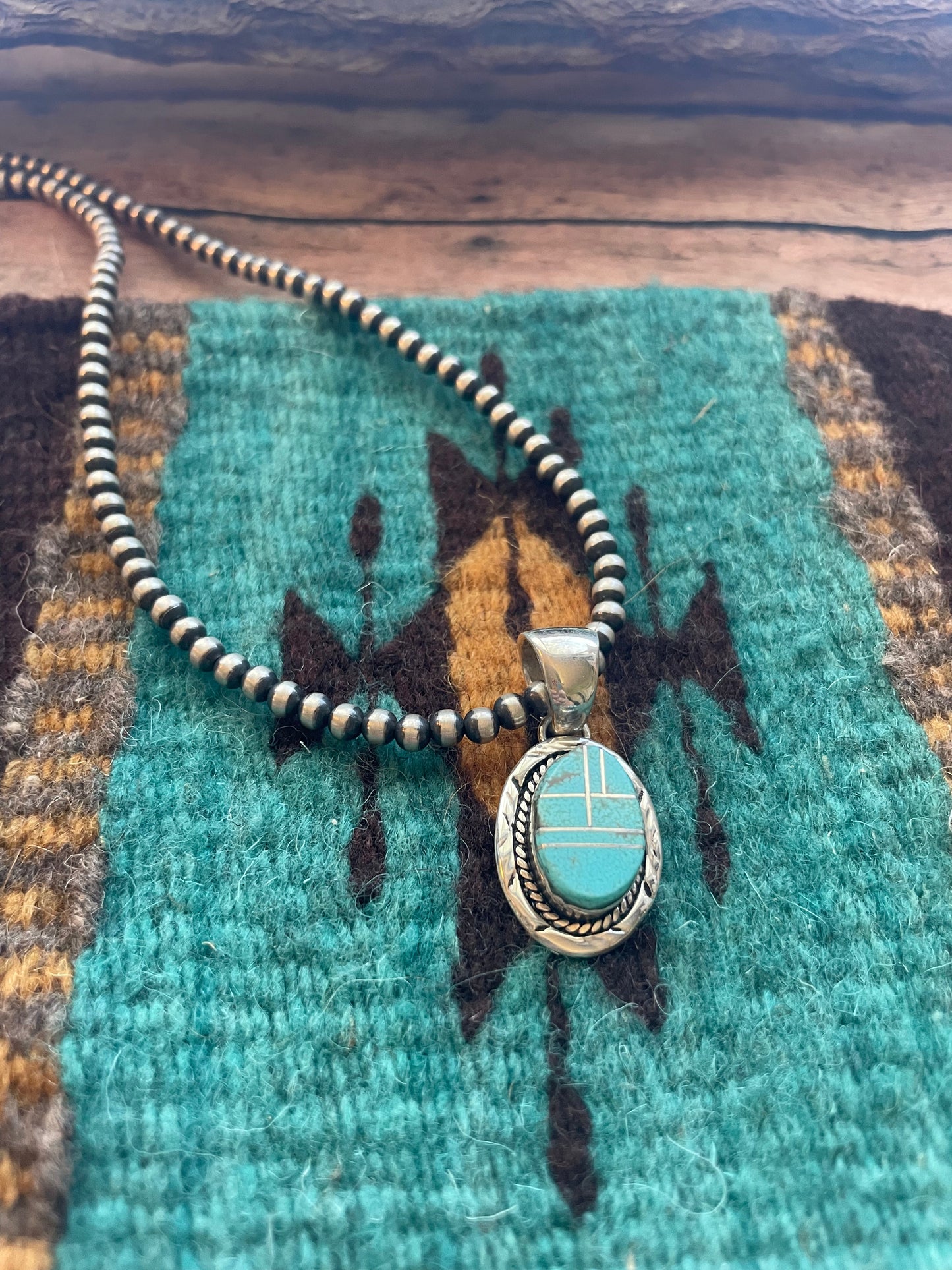 Handcrafted Number 8 Turquoise Inlay & Sterling Silver Pendant