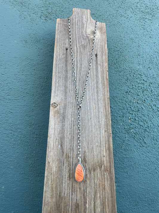 Handcrafted Handmade Orange Spiny And Sterling Silver Necklace By Emer Thompson