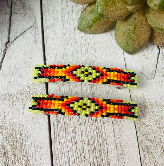 Handcrafted Handmade Beaded Barrette Set