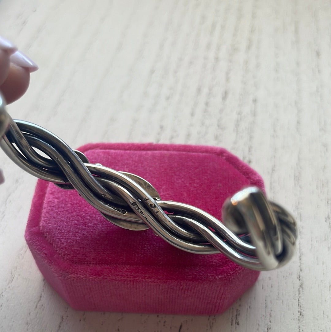 Handcrafted Pink Dream Mojave & Sterling Silver Cuff Bracelet Signed