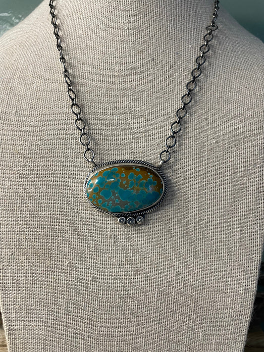 Handcrafted Handmade Number 8 Turquoise And Sterling Silver Necklace By Sheila Becenti