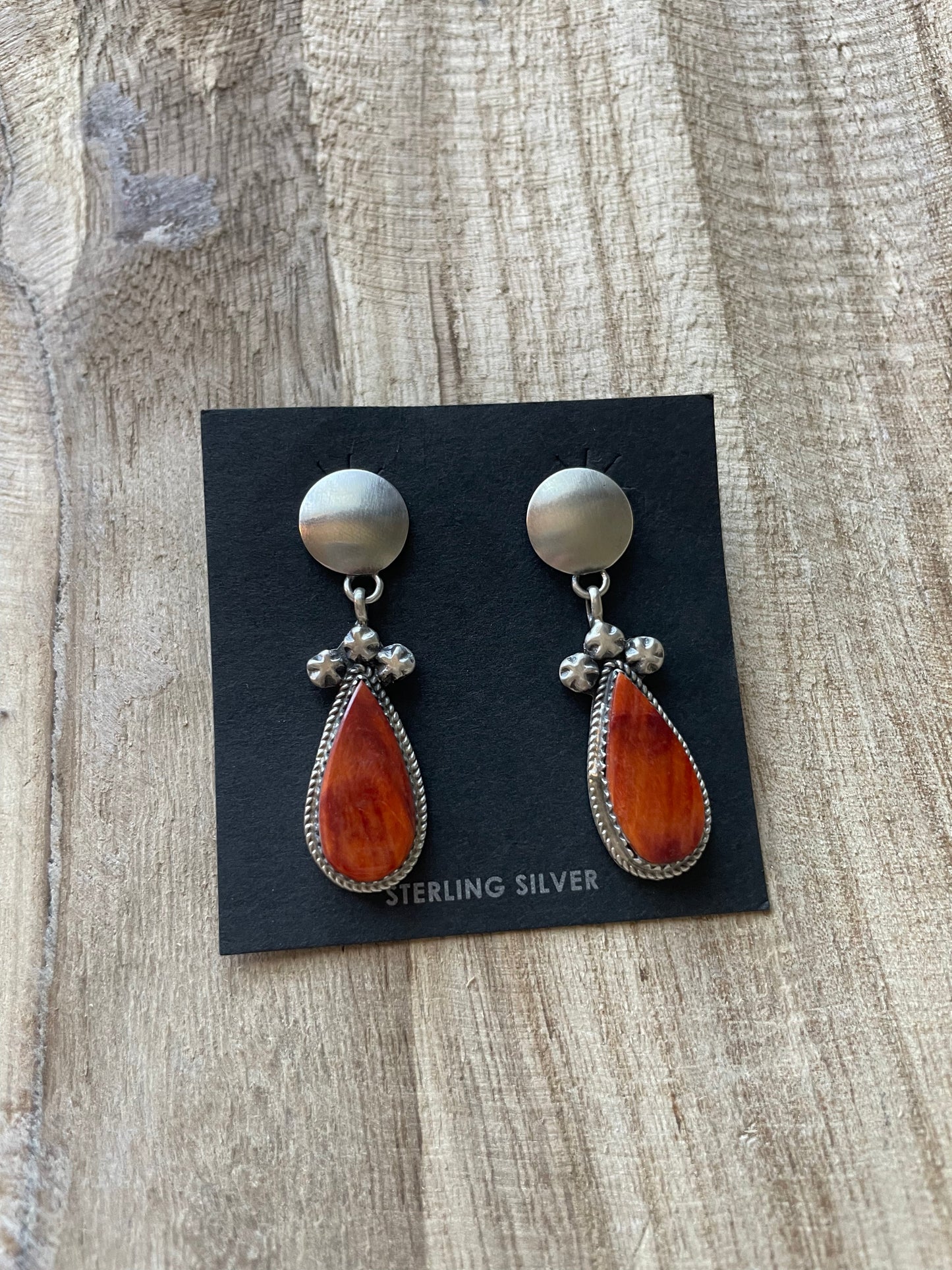 Handcrafted Orange Spiny And Sterling Silver Squash Blossom Necklace Earrings Set By Selena Warner