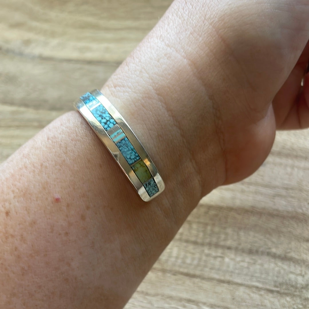 Handcrafted Handmade Sterling & Number 8 Turquoise Cuff