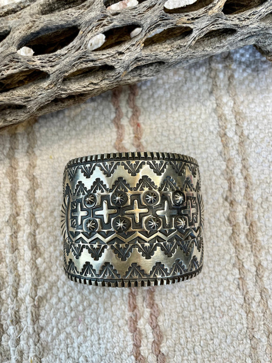 Handcrafted Sterling Silver Cuff Bracelet By Elvira Bill Signed And Stamped