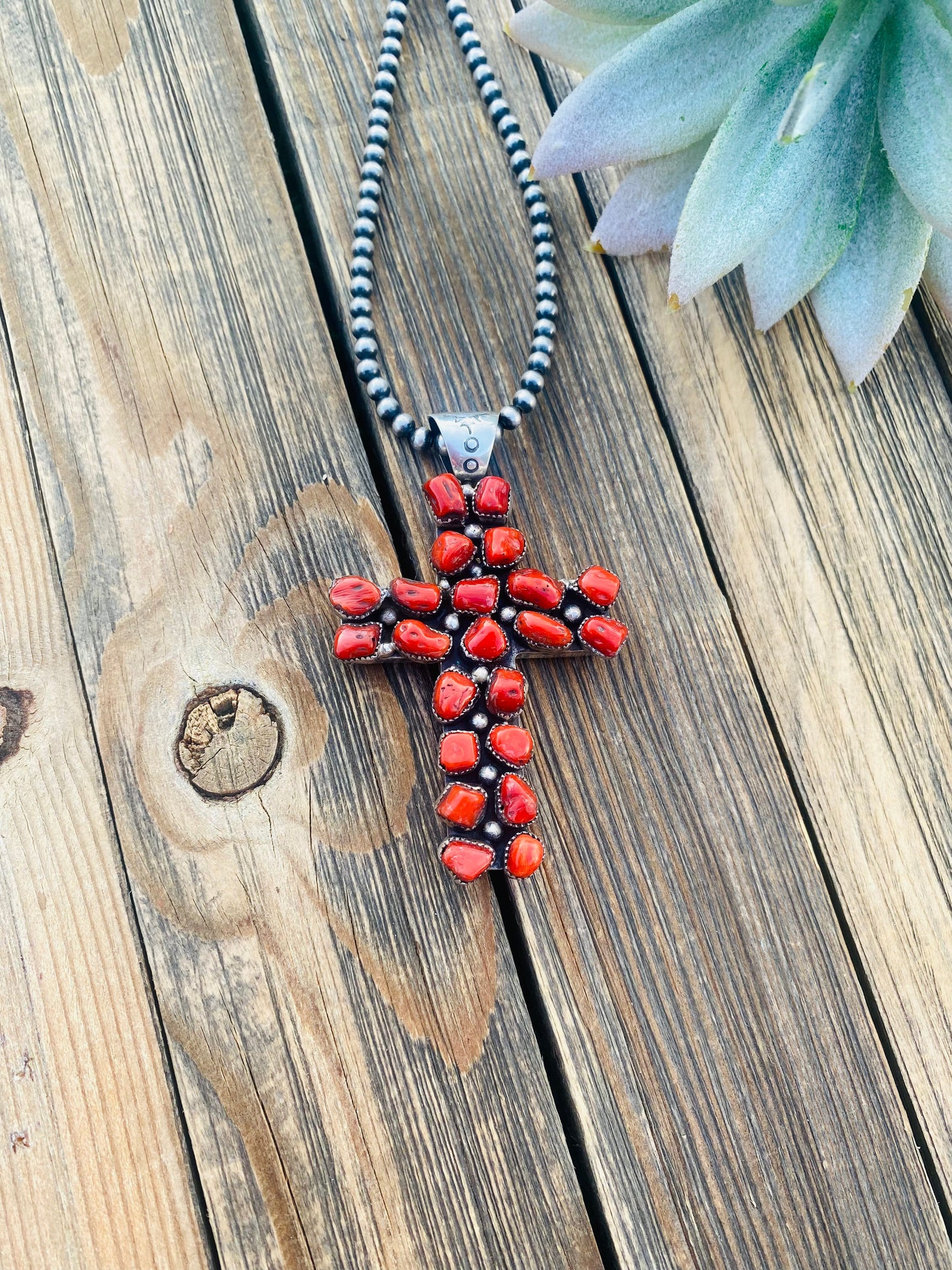 Handcrafted Multi Stone And Sterling Silver Two Sided Inlay Cross Pendant